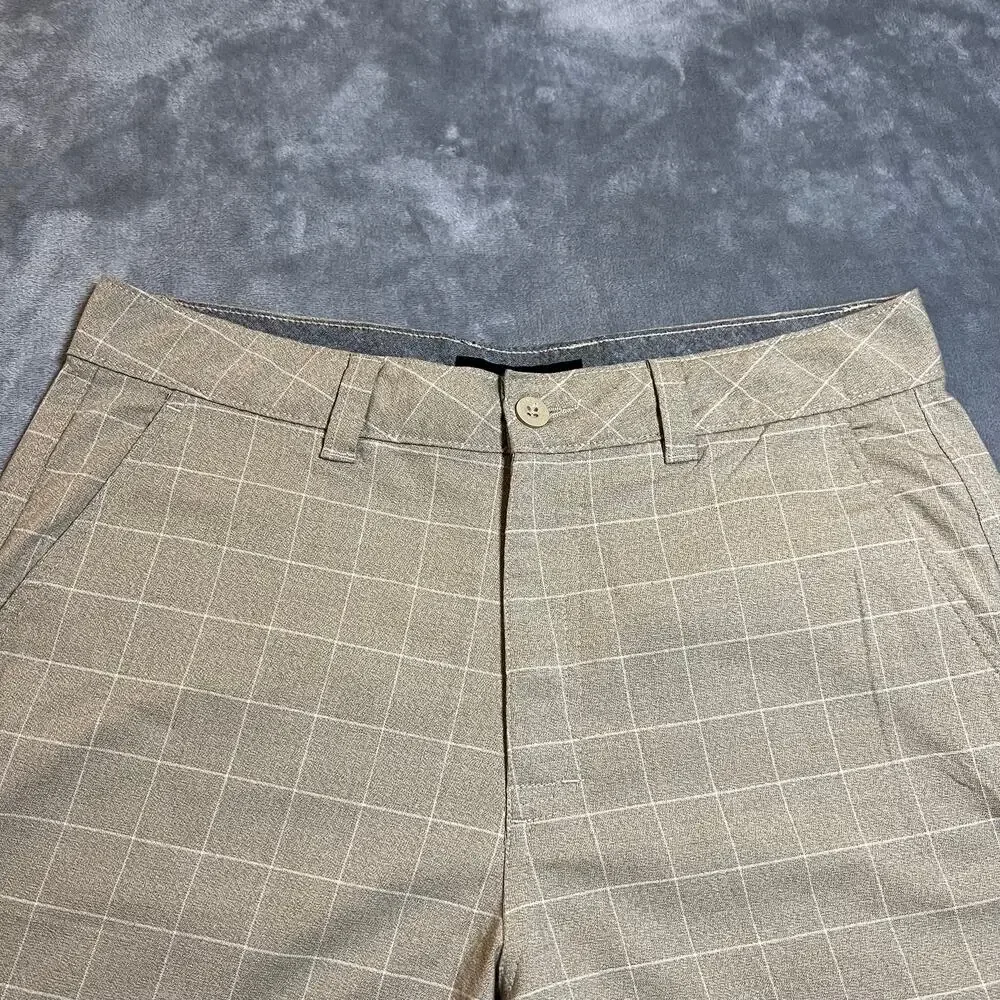 O'Neill Men's Stretch Walk Shorts Size 34 Flat Front Chino Window Pane Check